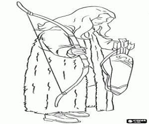 Colorear Susan Pevensie con arco y flechas