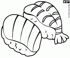 Colorear Sushi,comida japonesa más popular