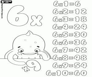 Colorear Tabla de multiplicar x 6