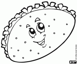 Colorear Taco mexicano sonriente