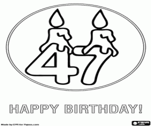 Colorear Tarjeta para el 47 cumpleaños