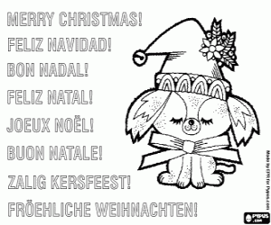 Colorear Tarjeta d Navidad con un perrito