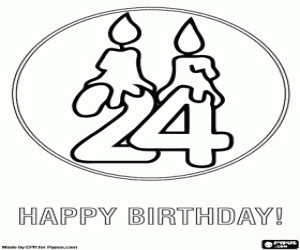 Colorear Tarjeta de 24 años con dos velas