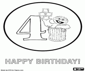 Colorear Tarjeta de cuatro años con Oscar