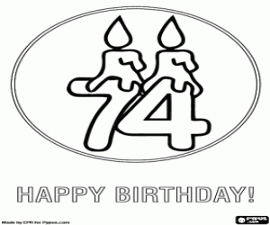 Colorear Tarjeta de cumpleaños de 74 años