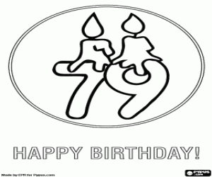Colorear Tarjeta de cumpleaños de 79 años