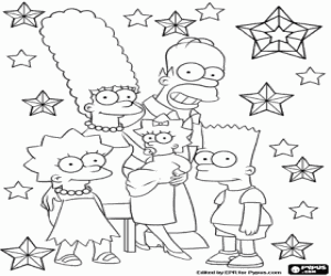 Colorear Tarjeta de Navidad y los Simpson