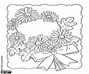 Colorear Tarjeta con flores para mamá