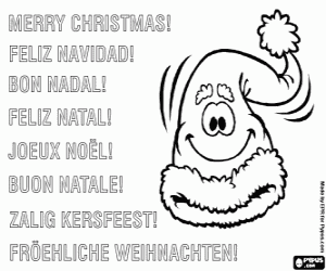 Colorear Tarjeta navideña, gorro de Santa