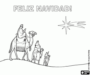 Colorear Tarjeta Reyes Magos en español