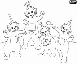 Colorear Teletubbies y las bolas de nieve