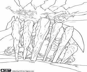 Colorear Thor y el dragón atrapado