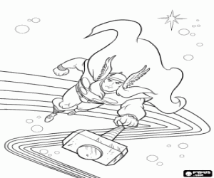 Colorear Thor y su poderoso martillo