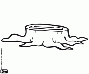 Colorear Tocón de árbol. Árbol talado