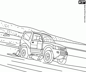 Colorear Todoterreno en terreno arenoso