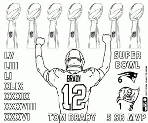 Colorear Tom Brady, séptima Super Bowl