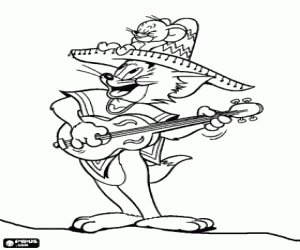 Colorear Tom y Jerry en México, los mariachis