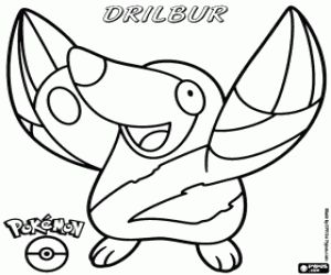 Colorear El topo Pokémon, Drilbur