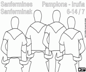 Colorear Los toros de San Fermín,Pamplona