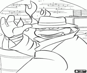 Colorear Una tortuga ninja con gabardina