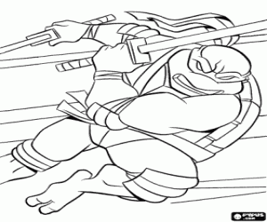 Colorear Tortuga ninja Leonardo y katanas