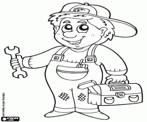 Colorear Trabajador y caja de herramientas