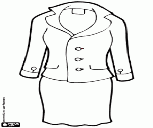 Colorear Traje chaqueta con falda para mujer