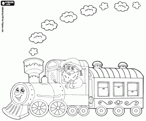 Colorear El tren de vapor de Papá Noel