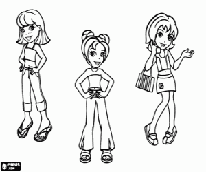 Colorear Tres amigas de Polly en PollyWorld