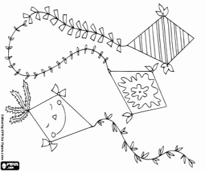 Colorear Tres cometas, juguetes