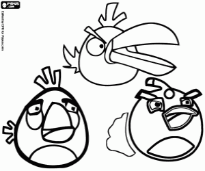 Colorear Tres de los pájaros de Angry Birds