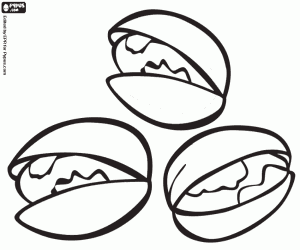 Colorear Tres pistachos con cáscara