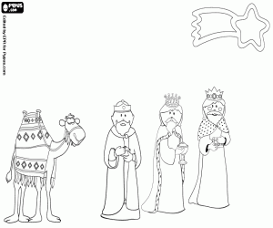 Colorear Los tres Reyes empiezan la ruta