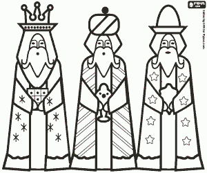 Colorear Los tres Reyes Magos 