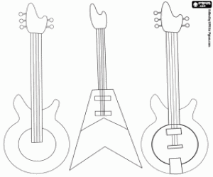 Colorear Tres tipos de guitarra eléctrica