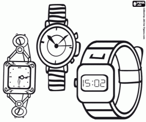 Colorear Tres tipos de relojes de pulsera