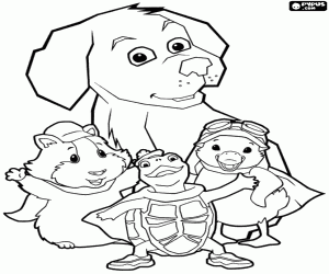 Colorear Los tres Wonder Pets y el perrito