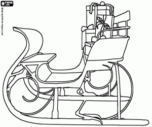 Colorear Trineo de Papá Noel y regalos