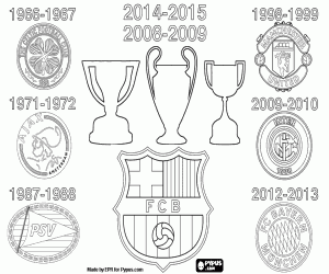 Colorear Tripletes del FC Barcelona