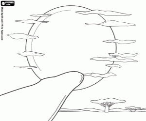 Colorear Un atardecer en la sabana africana