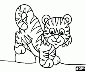 Colorear Una cría de tigre