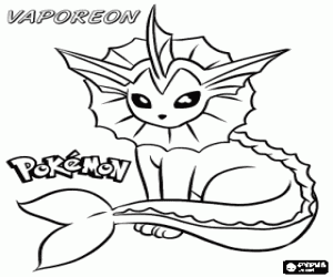 Colorear Vaporeon, un pokémon acuático