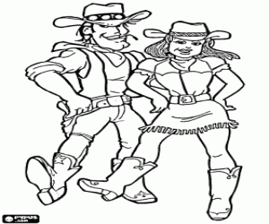 Colorear Los vaqueros bailando country