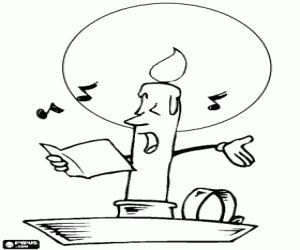 Colorear Vela de Navidad cantando villancicos