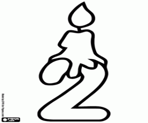 Colorear Una vela y el número dos