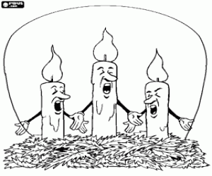 Colorear Las velas cantando villancicos