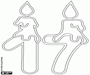 Colorear Velas del número diecisiete