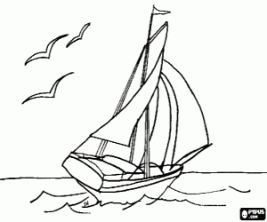 Colorear El velero y las gaviotas