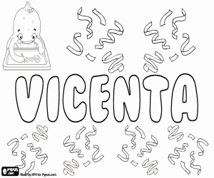 Colorear Vicenta, nombre de origen latino