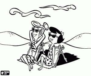 Colorear Vilma y Betty en la playa